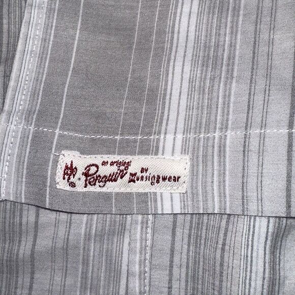Original Penguin Men's Grey Striped Classic Fit Short Sleeve Shirt M 0596 - Picture 6 of 6